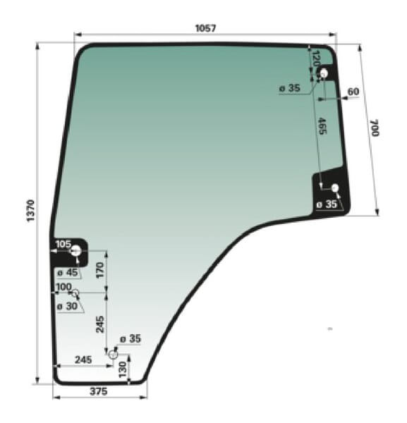 Cristal de puerta izquierda para tractor 1045mm 00155691040KR