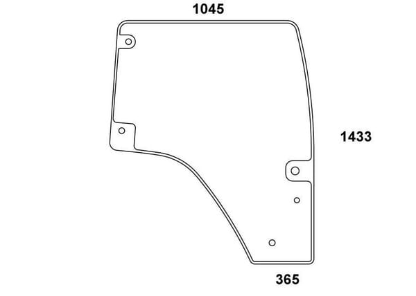 Cristal puerta derecha para tractor tintado y curvado 001686820N