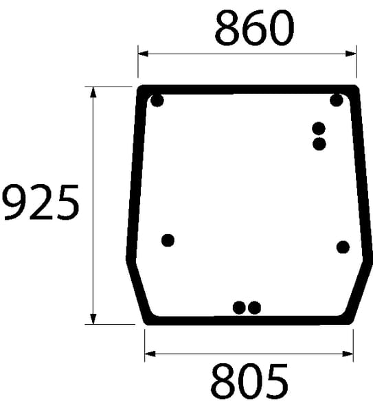 Cristal Trasero Superior Verde para Tractor 925x870mm 5089562N
