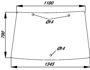 Parabrisas Fijo Verde Curvado para Tractor 1345x790 mm D8180