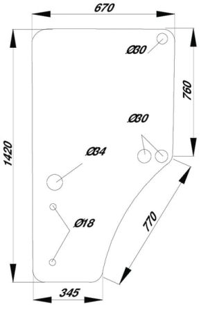 Cristal de puerta izquierda tractor verde 1425mm L169102KR