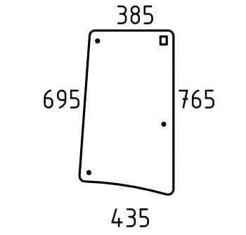 Ventana lateral derecha John Deere 385x765 mm verdel213353N