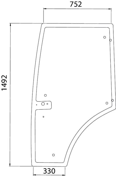 Cristal puerta izda. Renault Claas verde 752x1492 mm 7700073324N