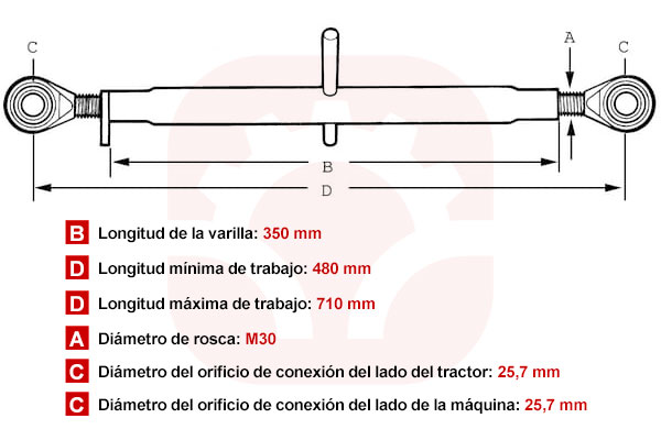 tercer punto tractor medidas TL3503022GP