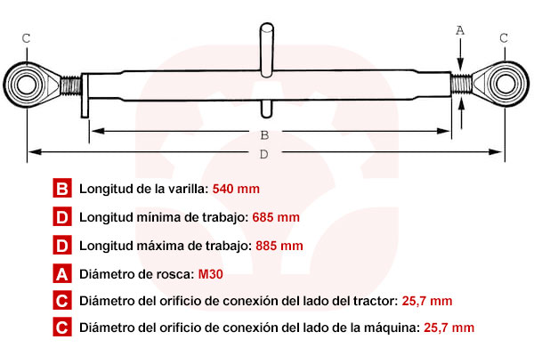 tercer punto tractor medidas TL5403022KR